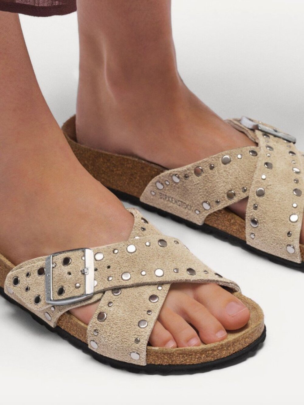 NEW Birkenstock Siena Rivet Suede Leather in Taupe